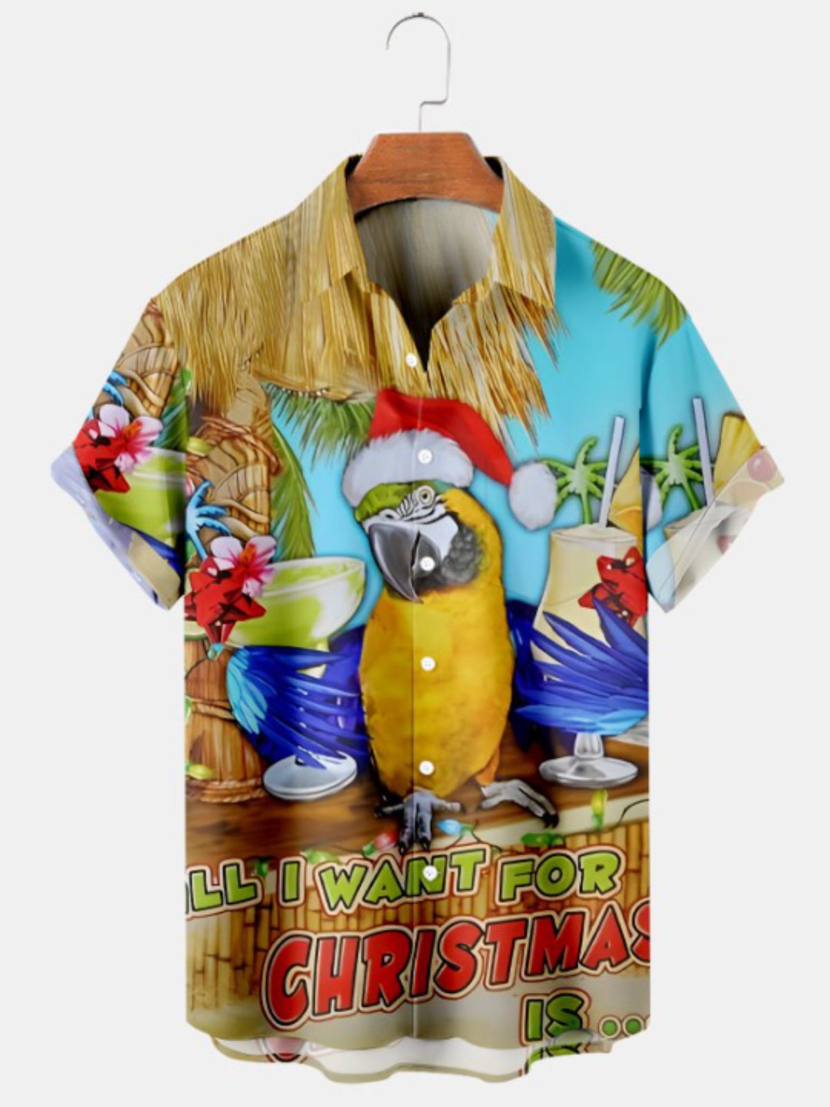 Tropical Christmas Wishes Parrot Print Shirt