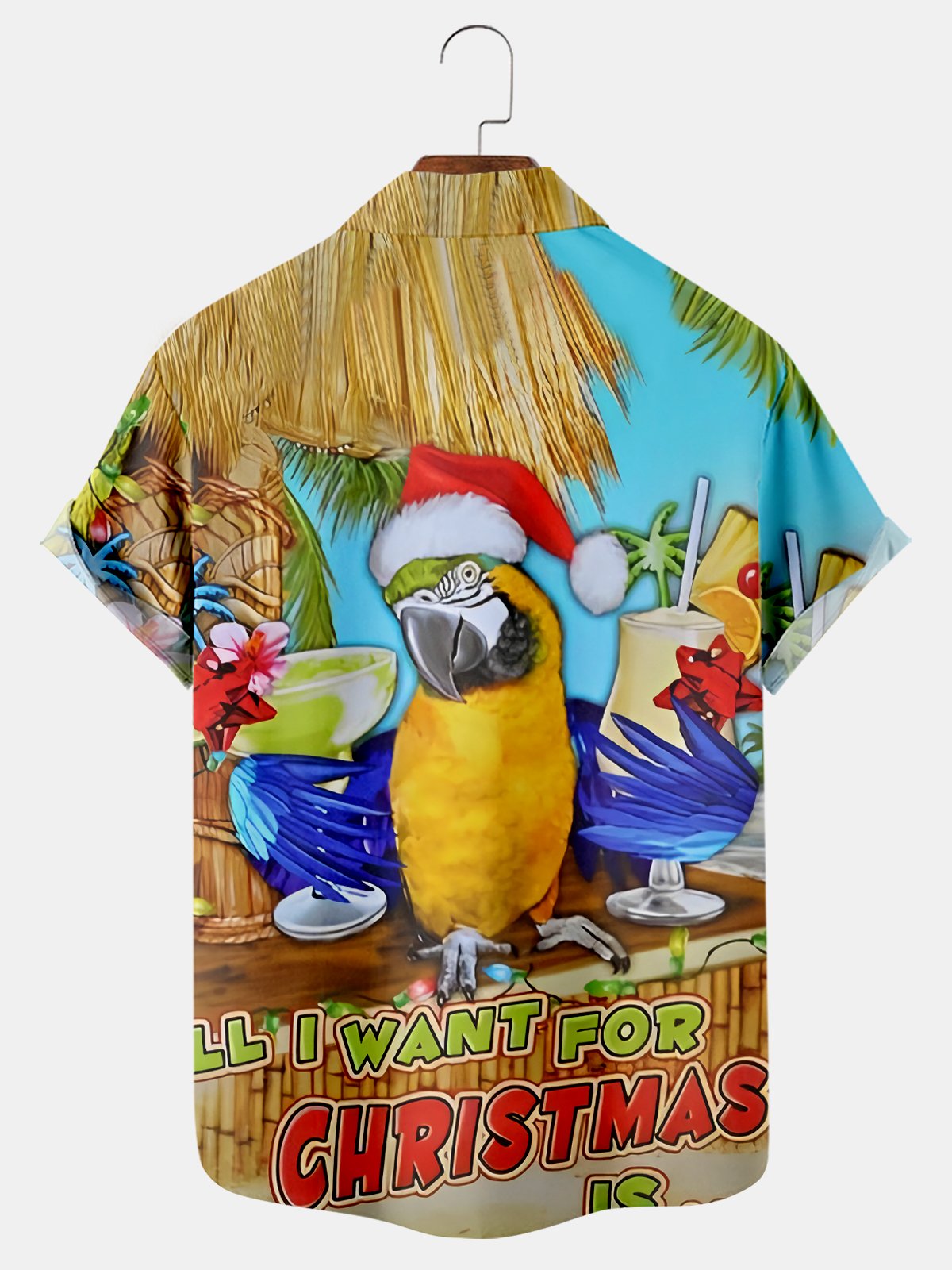 Tropical Christmas Wishes Parrot Print Shirt