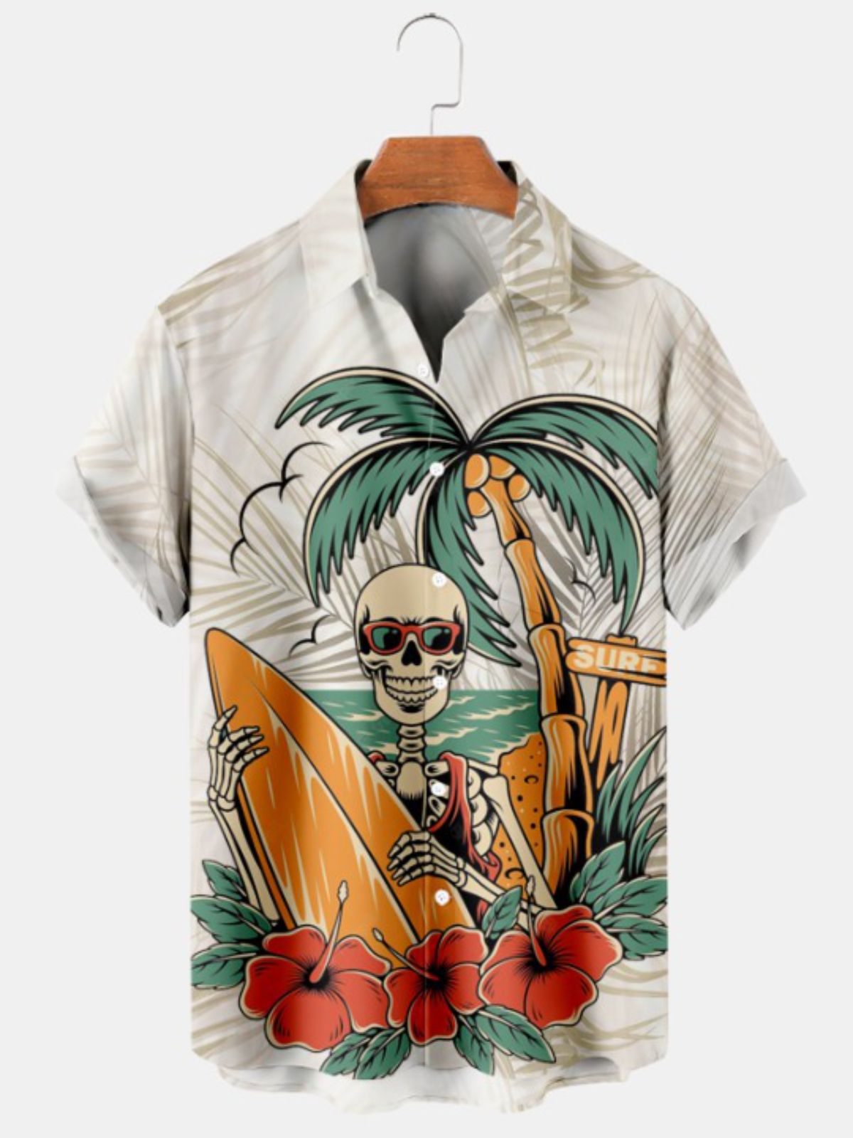 Tropical Palm Leaf Print Shirt