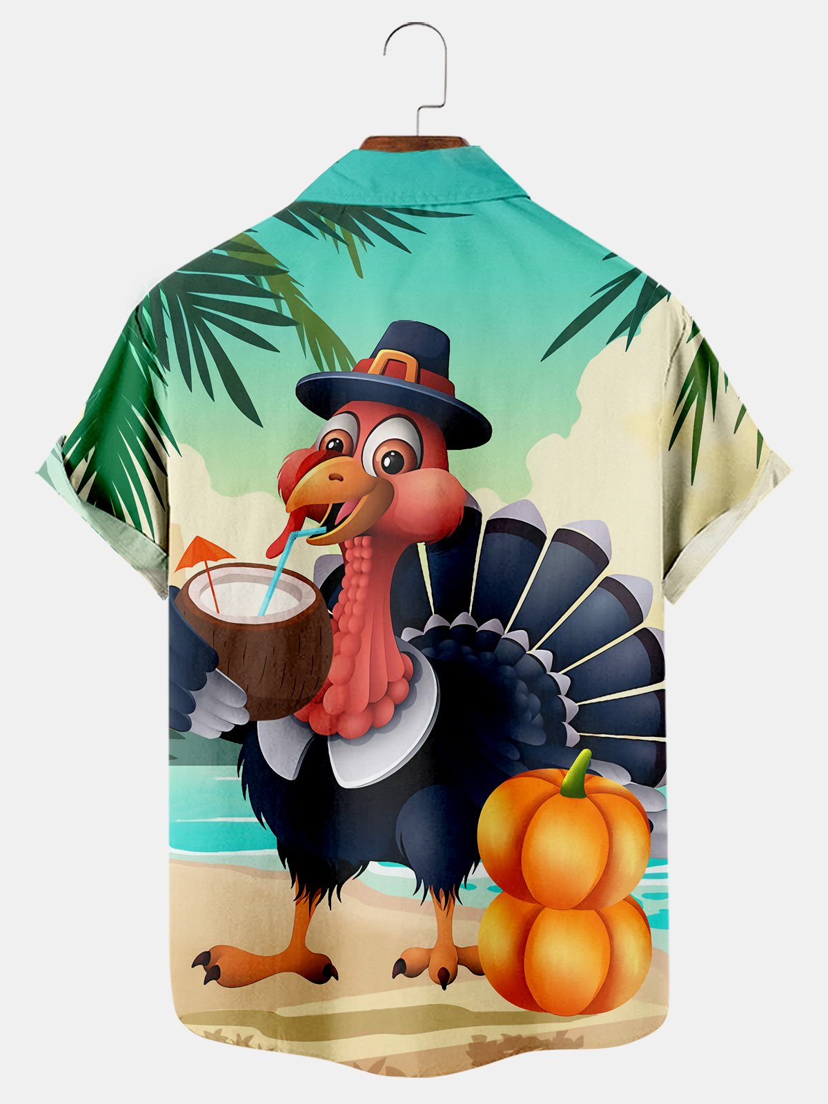 Turkey Aloha Print Hawaiian Short Sleeve Shirt
