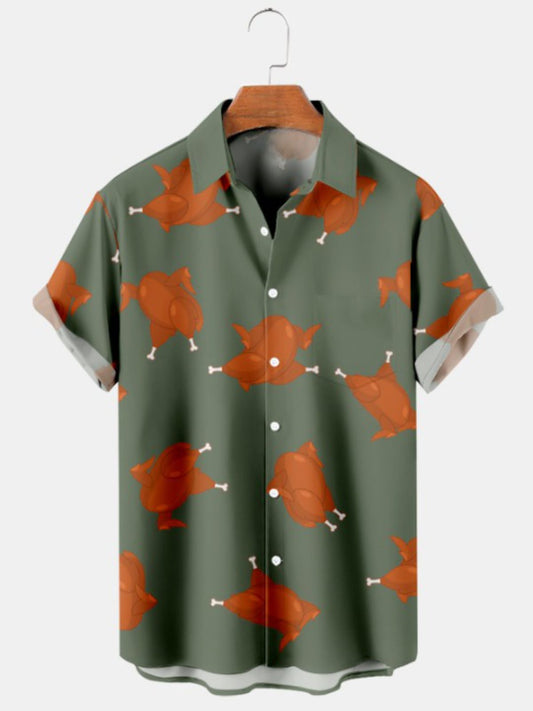 Turkey Dance Print Short Sleeve Shirt