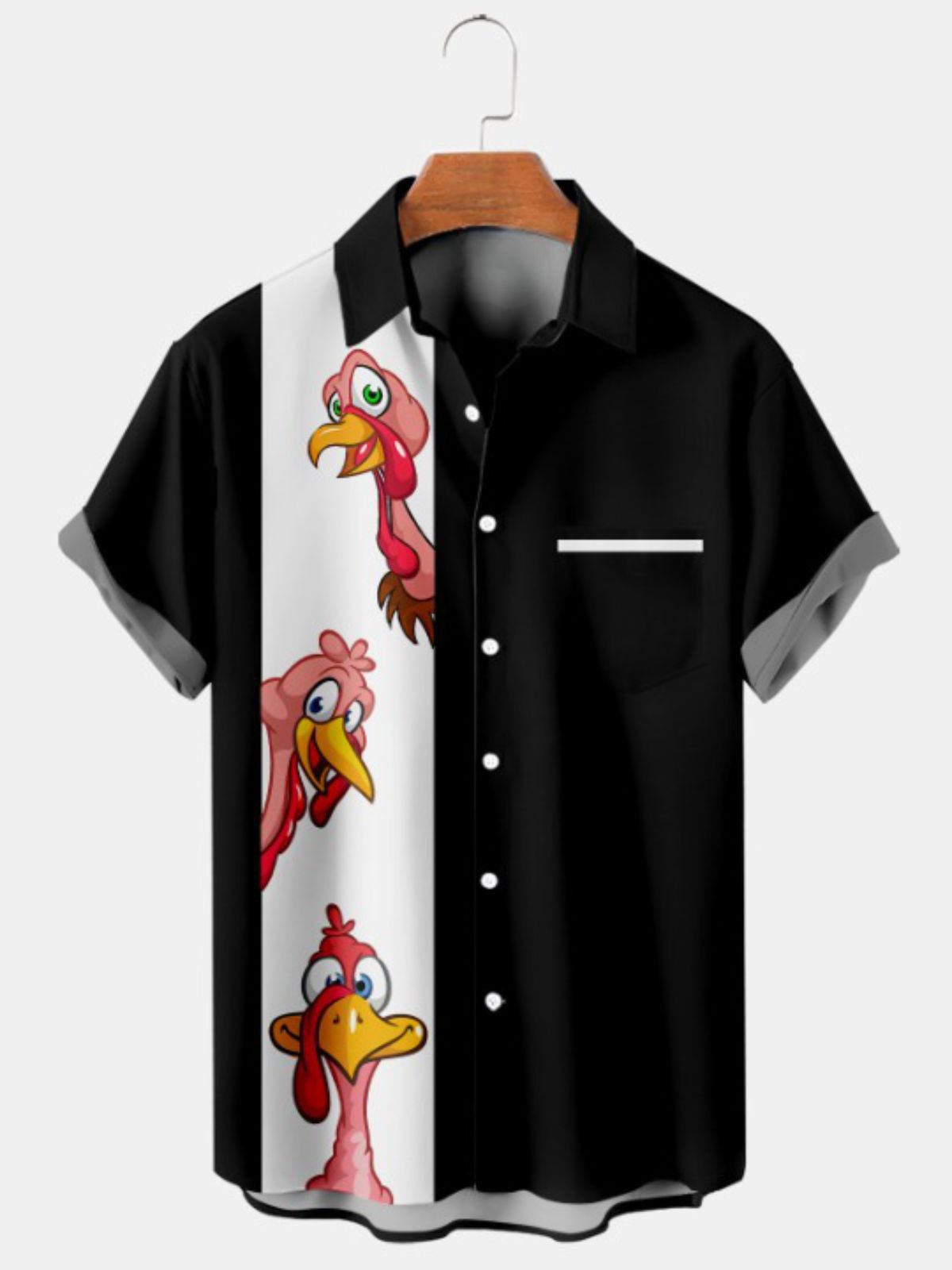 Turkey Print Short Sleeve Shirt