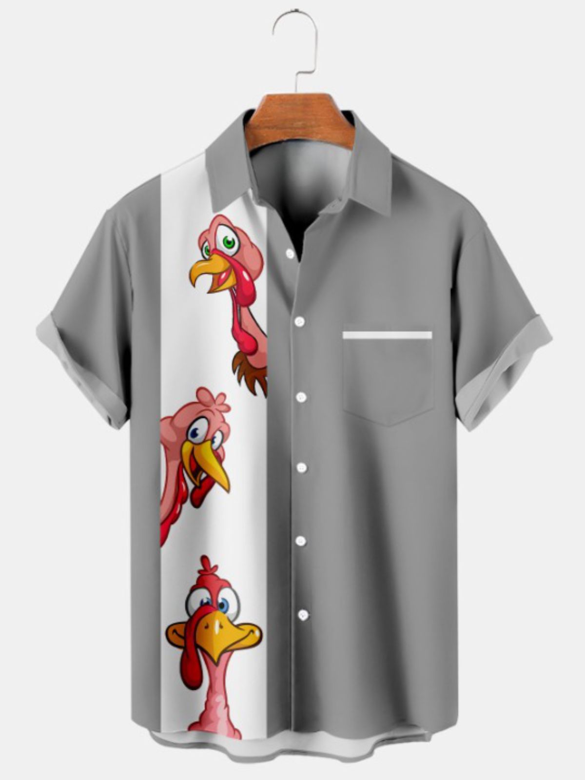 Turkey Print Short Sleeve Shirt