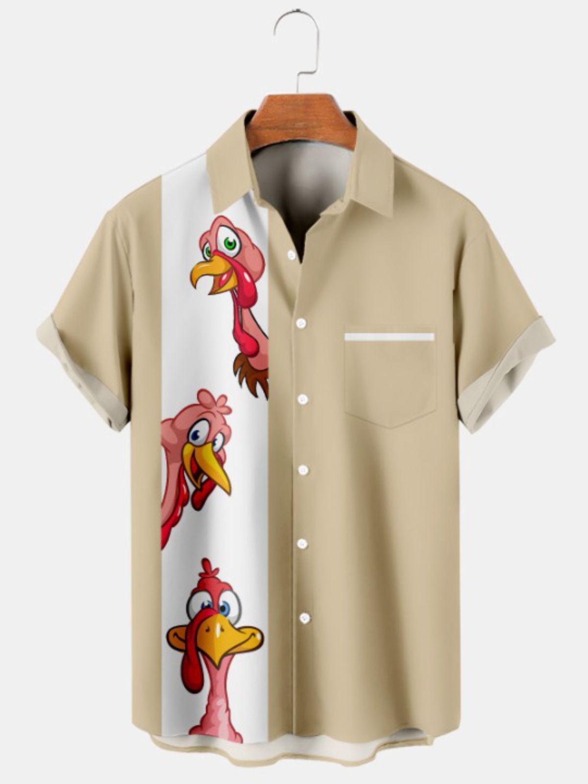 Turkey Print Short Sleeve Shirt