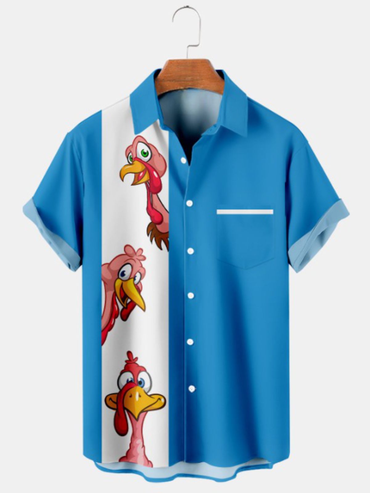 Turkey Print Short Sleeve Shirt