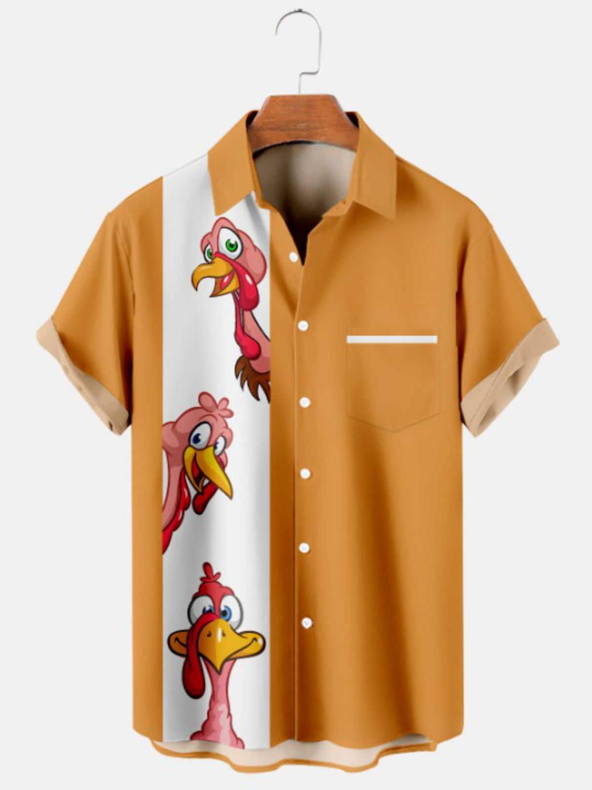 Turkey Print Short Sleeve Shirt