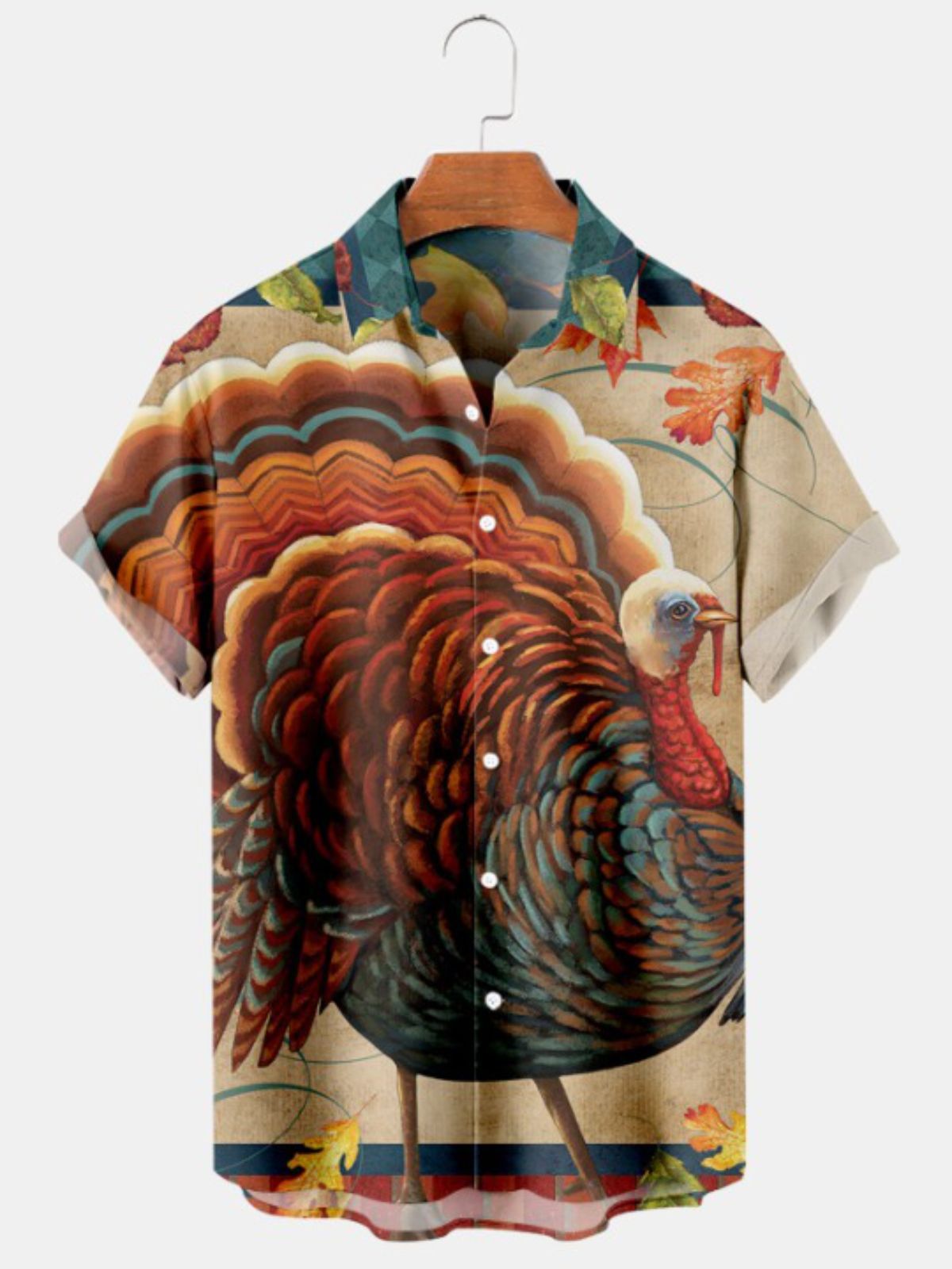 Turkey Print Thanksgiving Casual Shirt