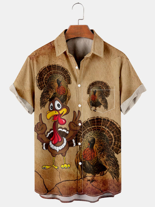 Turkey Printed Short Sleeve Shirt