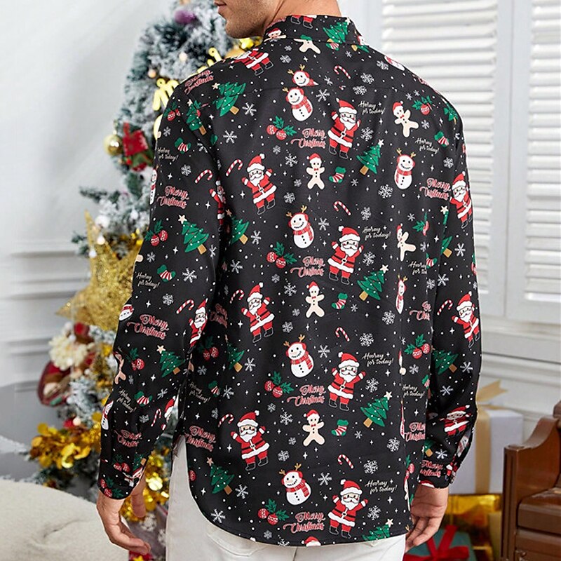 Turndown Long Sleeve Christmas Shirt