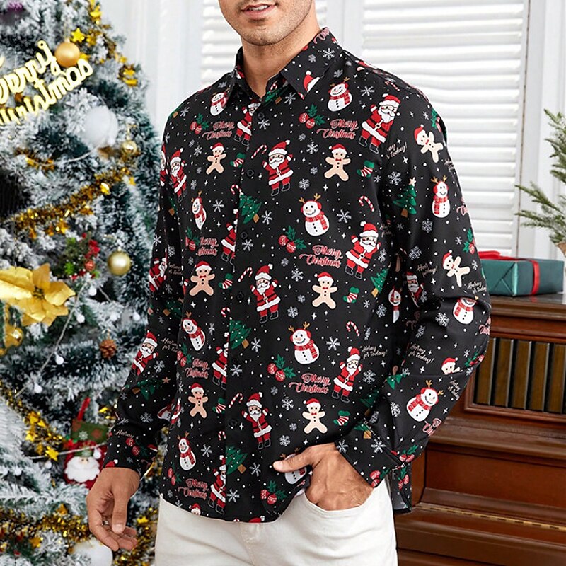 Turndown Long Sleeve Christmas Shirt