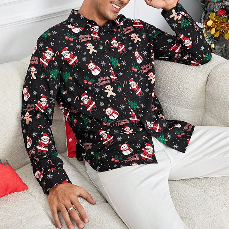 Turndown Long Sleeve Christmas Shirt