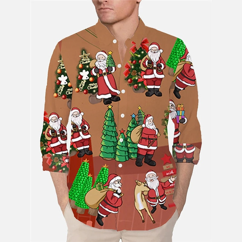 Turndown Long Sleeve Christmas Shirts