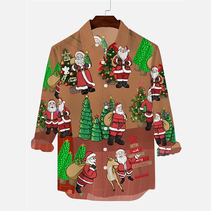 Turndown Long Sleeve Christmas Shirts