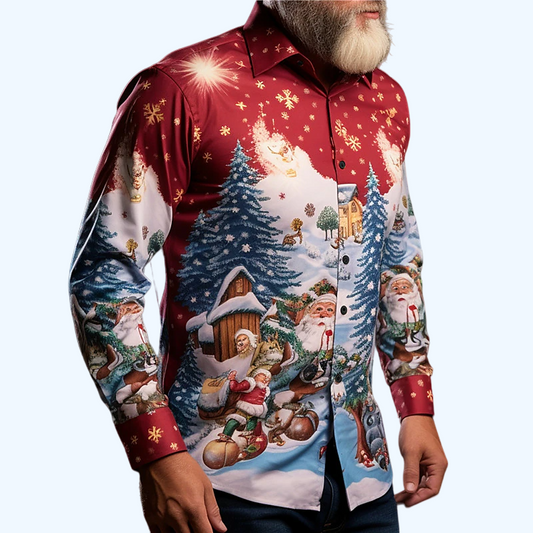 Turndown Long Sleeve Shirt For Christmas