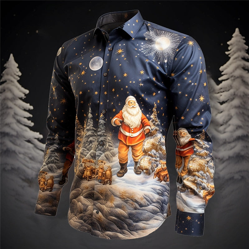 Twinkling Christmas Santa Festive Forest Shirt