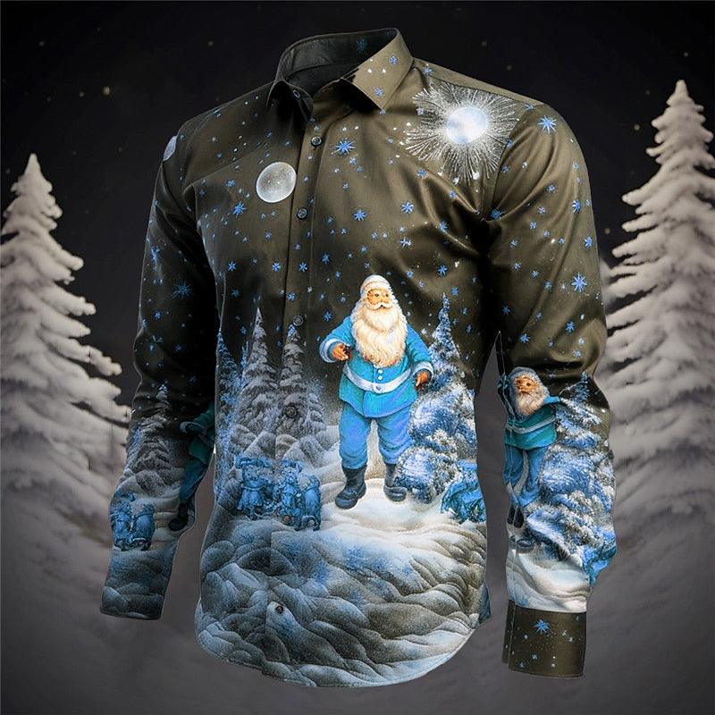 Twinkling Christmas Santa Festive Forest Shirt