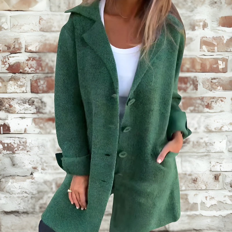 Stylish Lapel Wool Long Coat