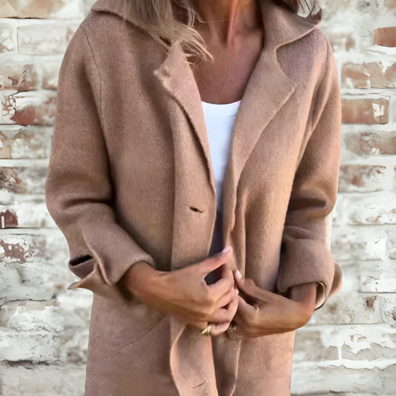 Stylish Lapel Wool Long Coat