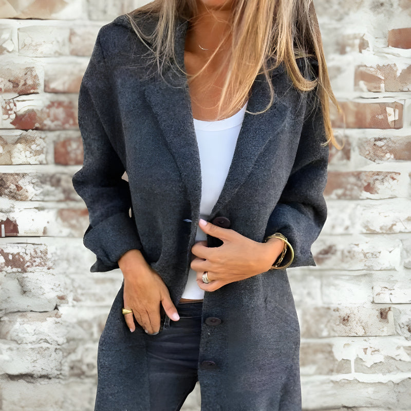 Stylish Lapel Wool Long Coat