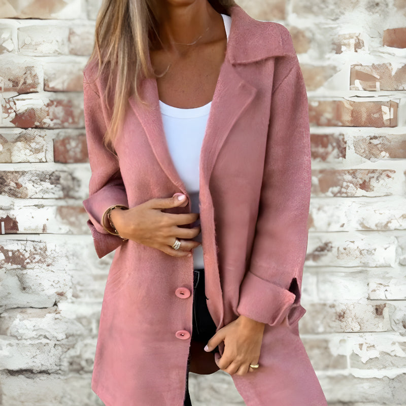 Stylish Lapel Wool Long Coat