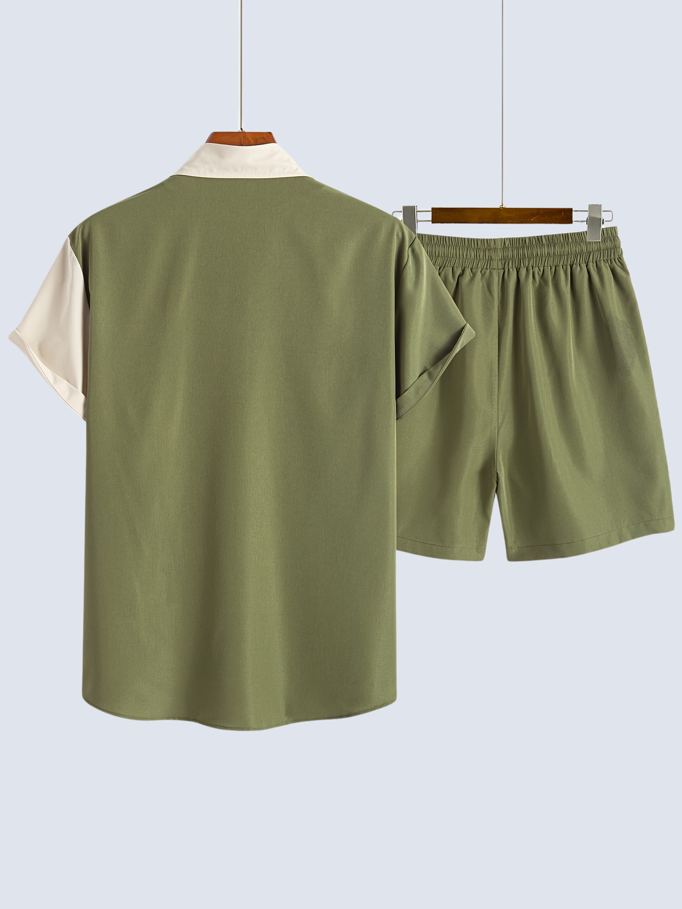 Dual Tone Shirt And Drawstring Shorts 2 Piece Set