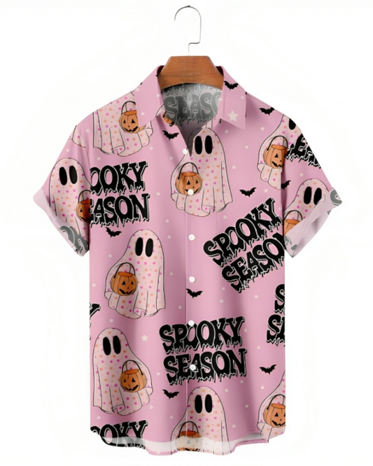 Halloween Fun Cartoon Pumpkin Print Shirt