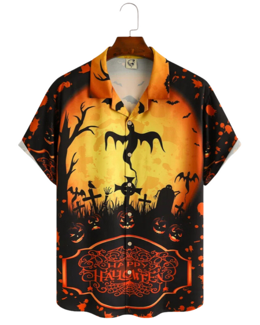 Men's Halloween Printed Casual Hawaiian Shirt