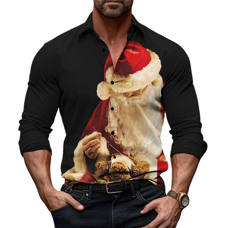 Santa Claus Graphic Patterned Shirt