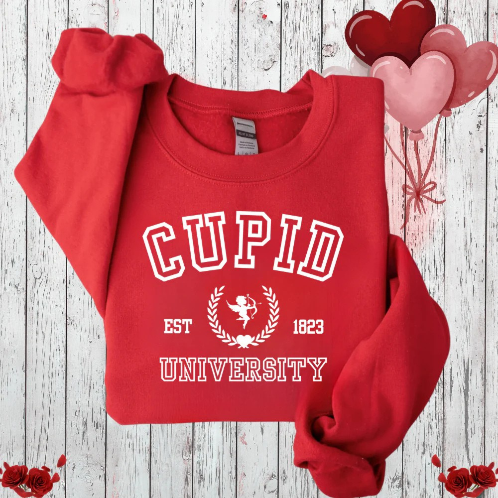 Cupid University Printed Sweatshirt And T Shirt