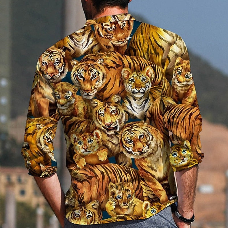 Vibrant Tiger Print Long Sleeve Shirt