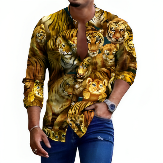 Vibrant Tiger Print Long Sleeve Shirt