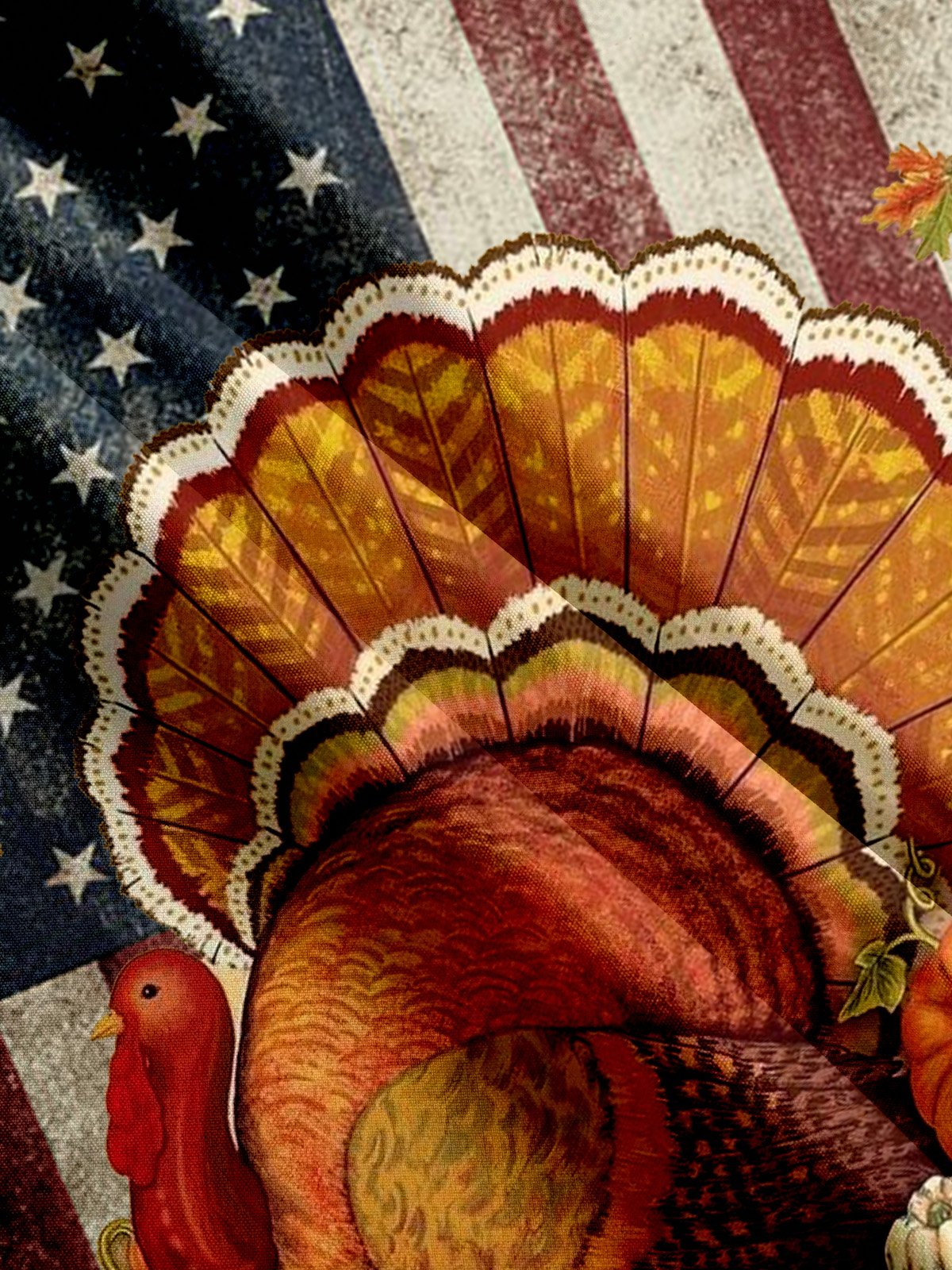 Vintage American Flag Turkey Print Short Sleeve Shirt