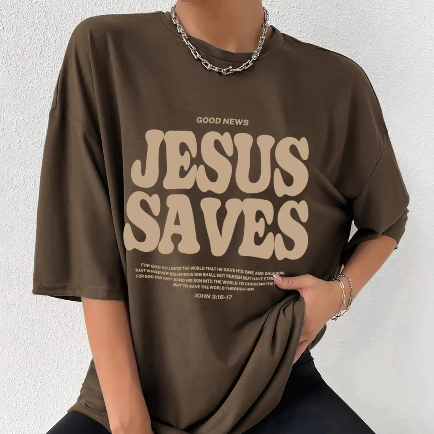 Vintage Jesus Saves Printed Oversized Tshirt