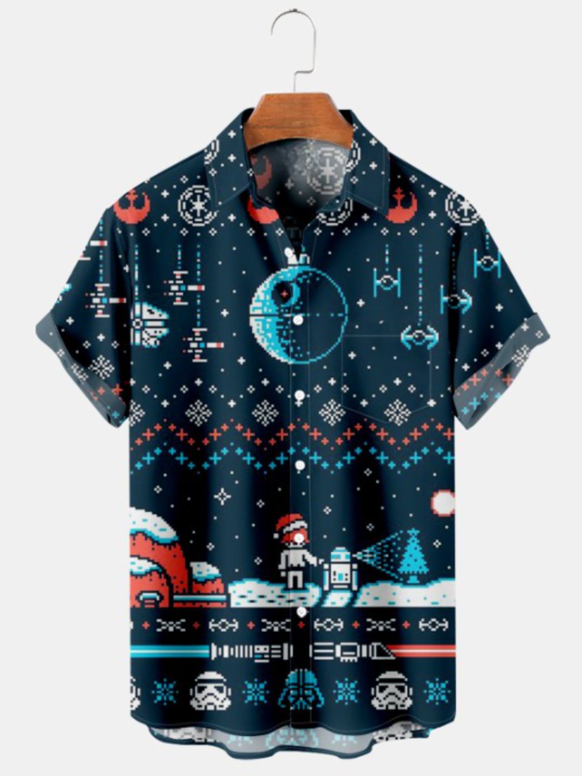 Vintage Print Pocket Short Sleeve Shirt