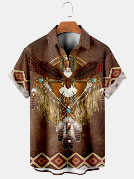 Vintage Tribal Ethnic Eagle Print Shirt
