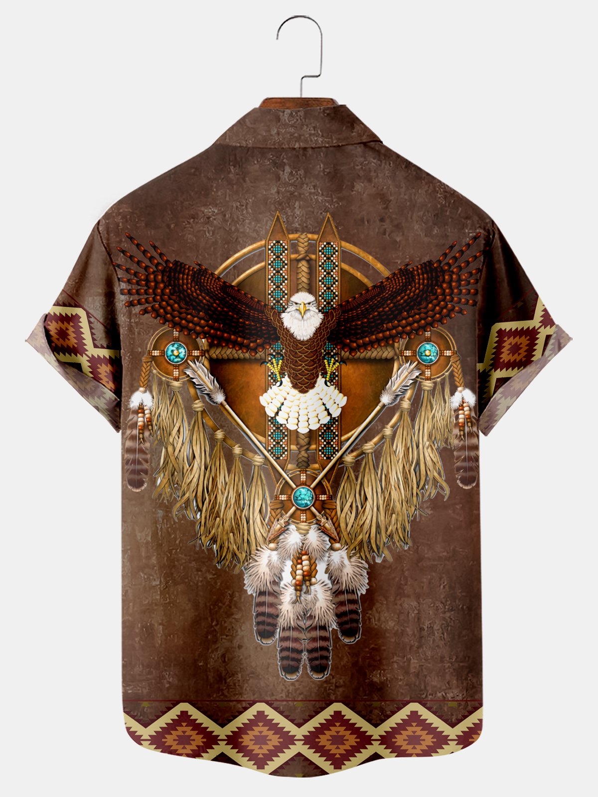 Vintage Tribal Ethnic Eagle Print Shirt