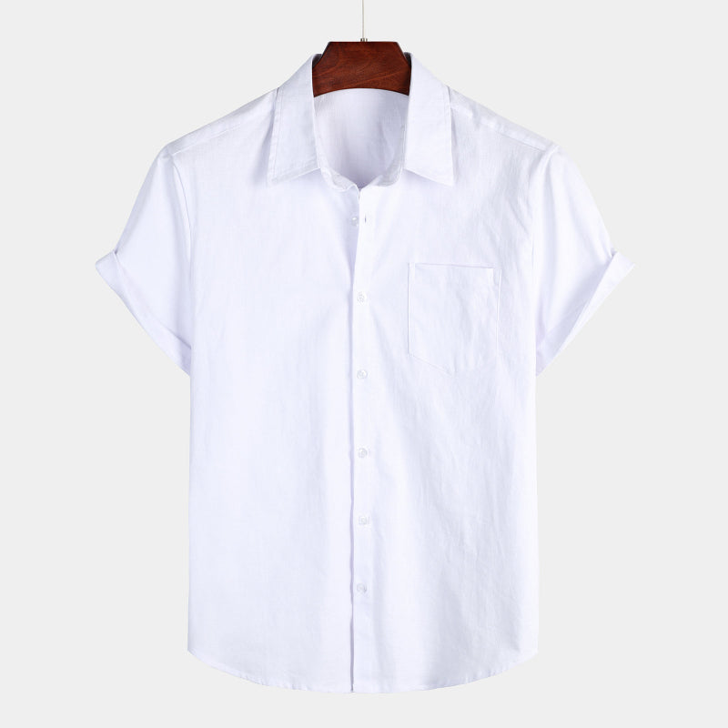 Vintage Vertical Striped Casual Short Sleeve Shirt