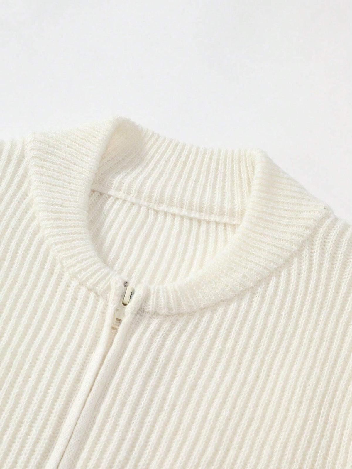 Zip Up Ribbed Knit Cardigan