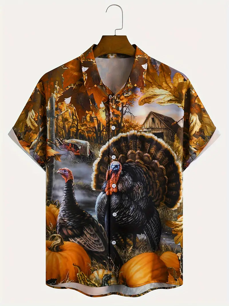 Men's Thanksgiving Turkey Printed Shirt