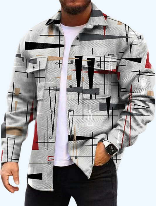 Geometry Gradual Casual Shirt Jacket Outdoor Street