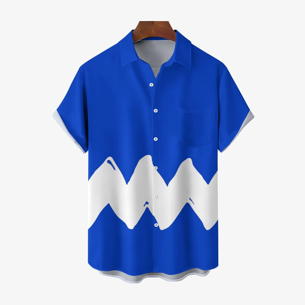 Geometric Colorblock Short Sleeve Shirt