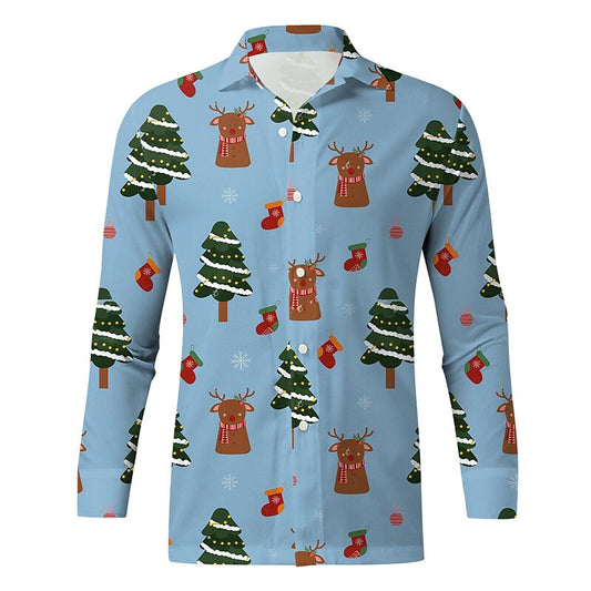 Tree And Deer Long Sleeve Shirt