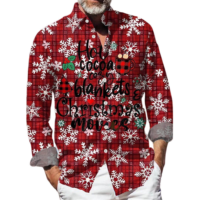 Plaid Snowflake Print Shirt