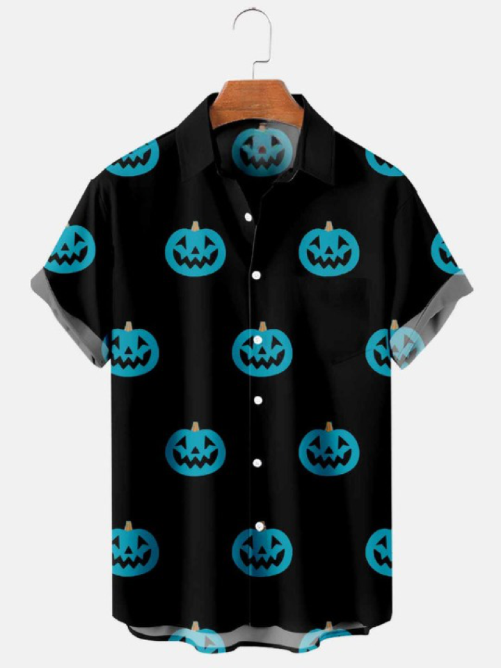 Simple Basic Classic Print Halloween Hawaiian Shirt