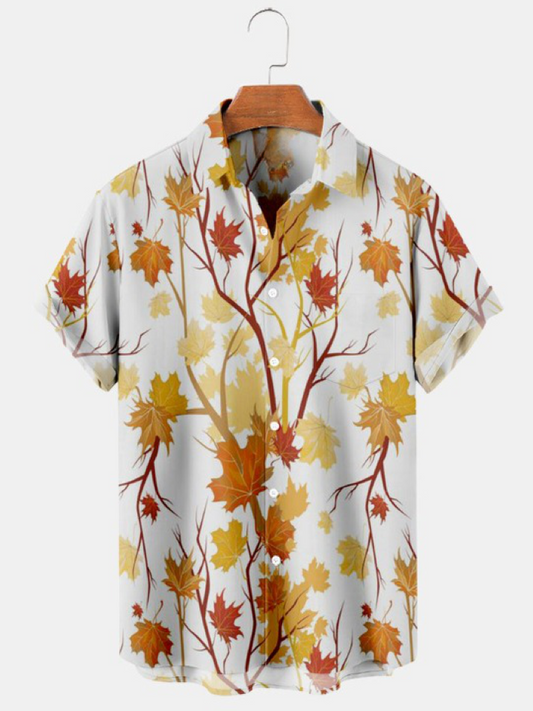 Simple Thanksgiving Maple Leaf Print Shirt