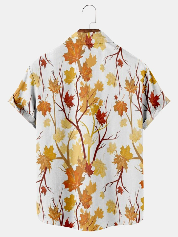 Simple Thanksgiving Maple Leaf Print Shirt