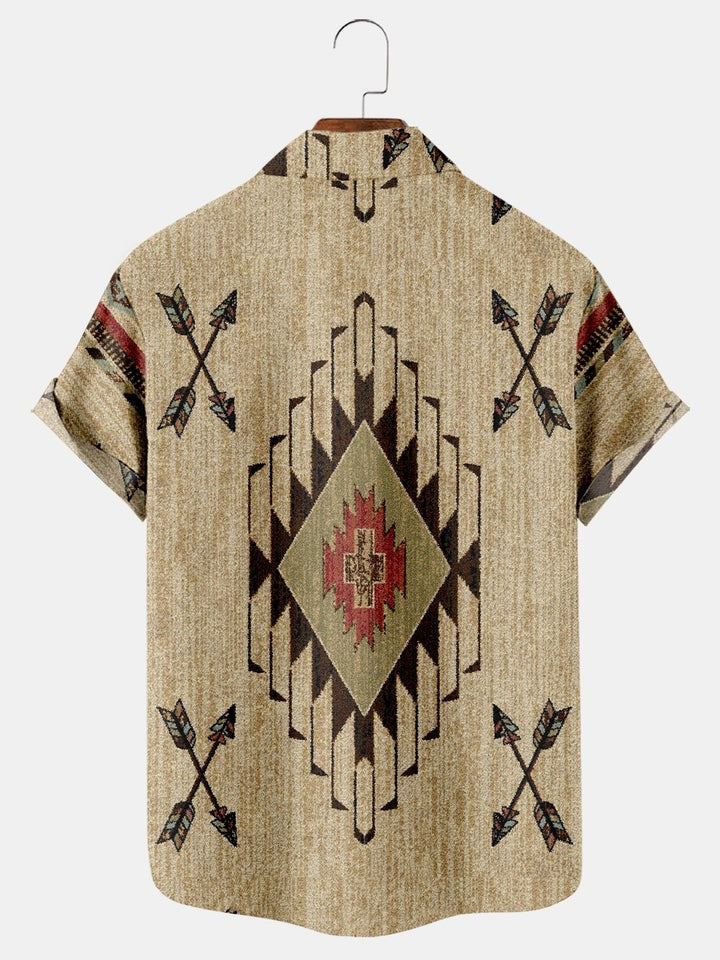 Retro Western Ethnic Stripes Pattern Shirt