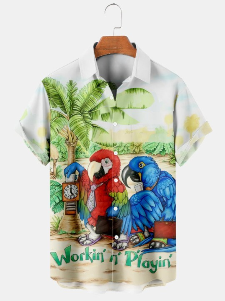 Hawaiian Parrot Printed Casual Shirt