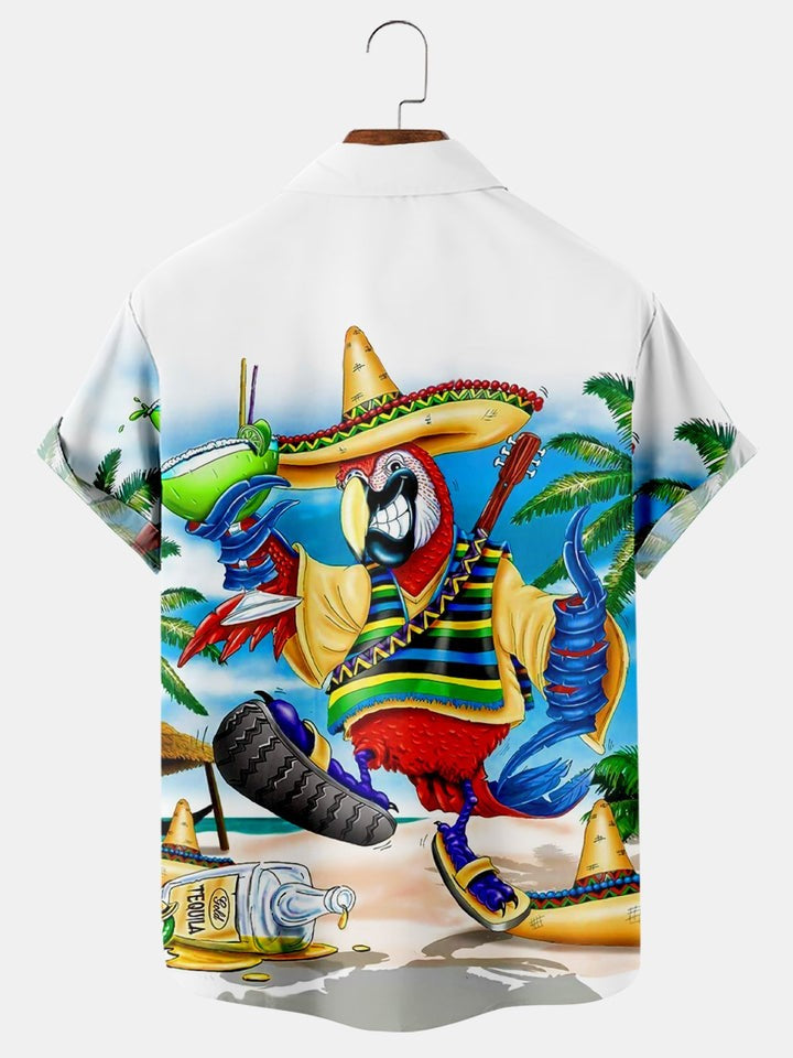 Hawaiian Fun Parrot Print Shirt