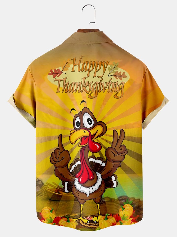 Thanksgiving Retro Turkey Print Shirt